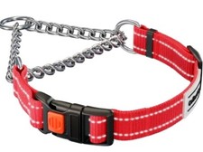 CollarDirect Martingale Dog Collar w Stainless Steel Chain Neck Size 17"-22" Lg.