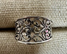 Sterling Silver Open Scroll Work Swirled Tapered Band, Size 6