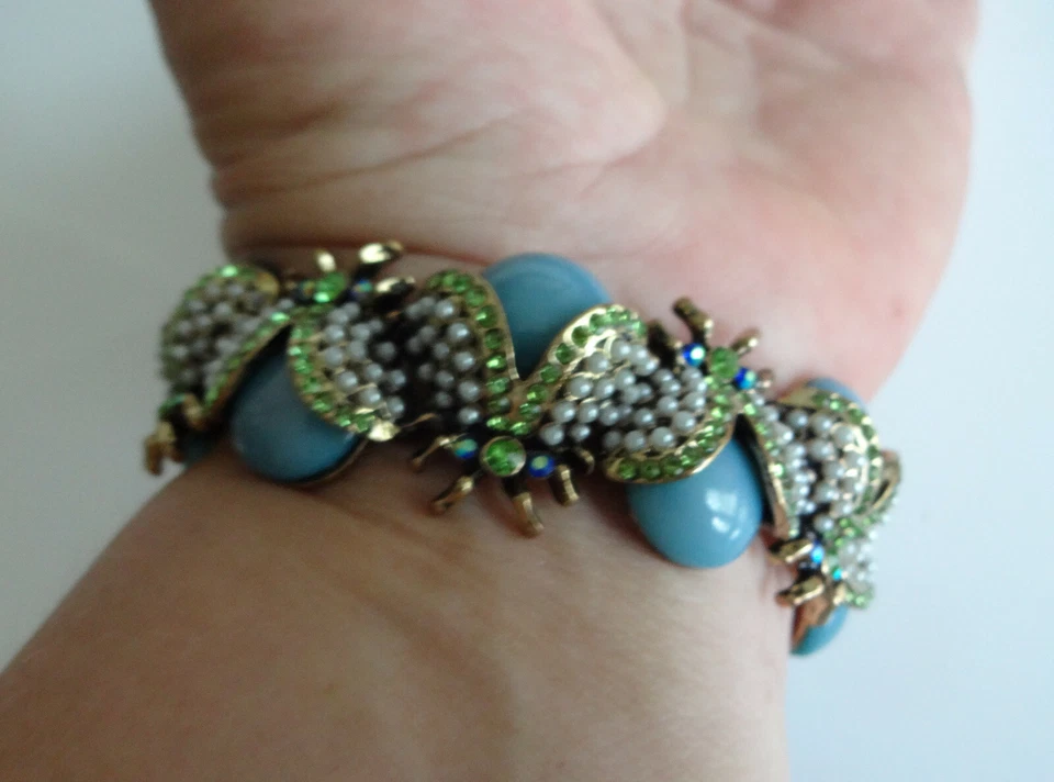 De Colección Renacimiento Egipcio Escarabajo Bracelt Turquesa Estrás Cristal Elástico Foto 4 de 4