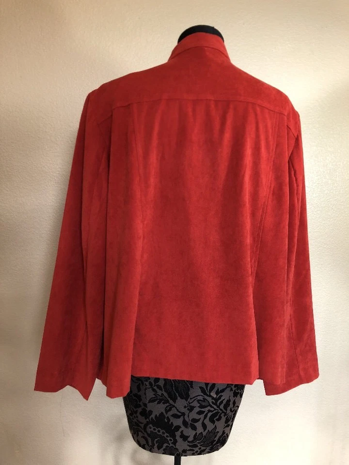 Dressbarn куртка размер 22/24 оранжевый ржавчины эластичной молнии спереди лентой воротник карманы - Изображение 3 из 4