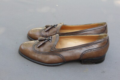 Vintage A.Testoni Wingtip Tassel Loafers Brown Handmade 