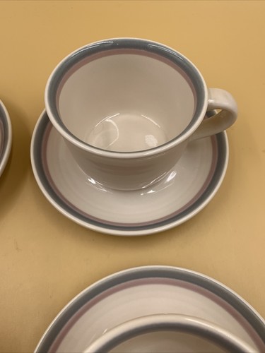 Vintage Pfaltzgraff “Aura” Set of 4, Cups & Saucers, Pink Stoneware Retired, EUC - Picture 6 of 12