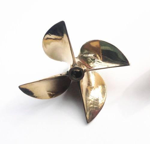 1 pair propeller 26cc brass prop 6717 1/4" shaft 4 blade 67mm For OD RC boat 836 - Picture 8 of 9