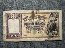 100 Francs Franga Albanien K&ouml;nigreich Italien
