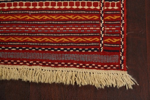 Tribal Geometric Kilim-Sumak Hand-woven Runner Rug Hallway Oriental 2x7 Carpet - Picture 6 of 12