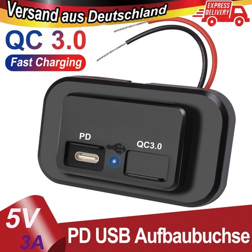 12V enchufe de coche PD USB cargador conector para camión coche instalación encendedor de cigarrillos