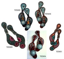 Assorted Desings- Ladies Spur Straps Beautiful Painted Bling Crystals -1 o/kind