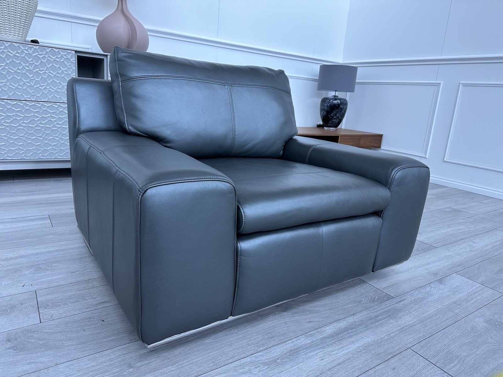 Famous Store New Leather Charcoal Grey Armchair eBay