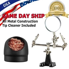 Third Hand Soldering Solder Iron Stand Holder Magnifier Helping Station Tool
