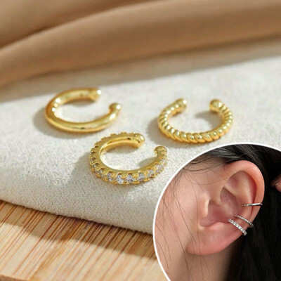 ORAZIO 4PC 925 Polsini Dell'orecchio per Le Donne CZ Non-Piercing Falso Helix Cartilagine Orecchini Del Polsino Set Ipoallergenico Scintillante Rotondo Huggie Cartilagine Orecchino Gioielli Regali