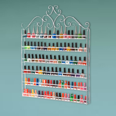 Tier Nail Polish Display Metal Wall Rack White Organizer Fit Up To