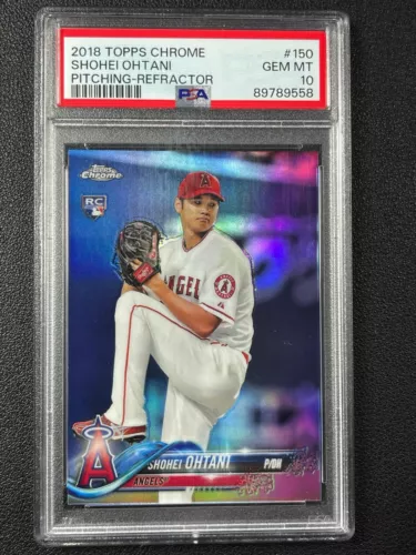 SHOHEI OHTANI PSA 10 2018 TOPPS CHROME #150 PITCHING ROOKIE REFRACTOR RC GEM 558