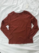 Women's A New Day Long Sleeve Tee, Brown, XS 2956, New with Tag, SHIPS FREE