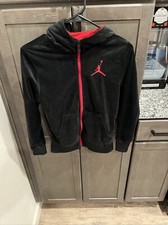 Jordan Jumpman Boys Youth Full Zip Hoodie, Soft Velvet - Black/Red, M 10-12
