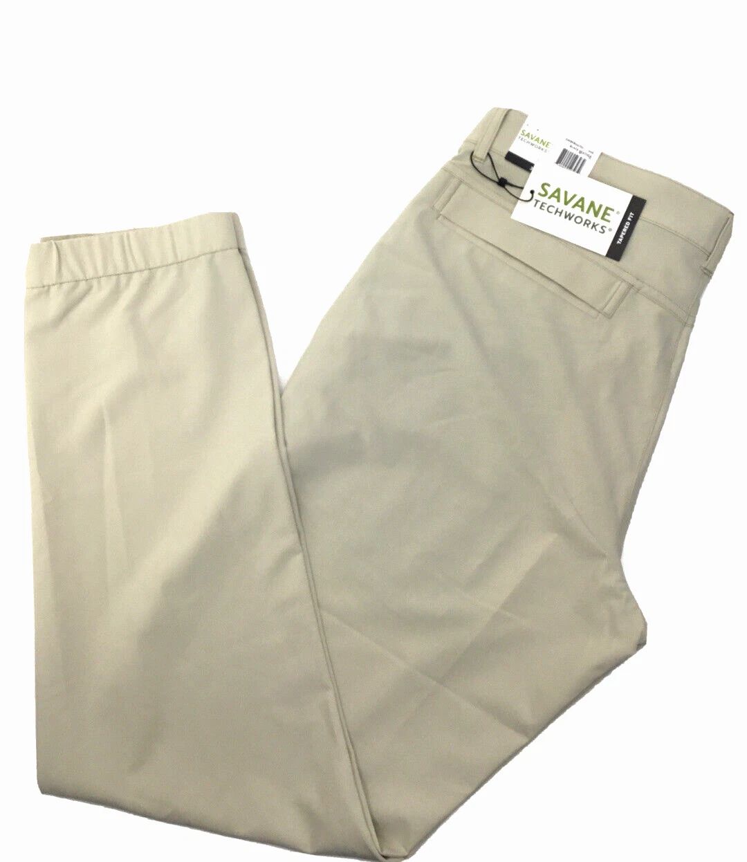 $75 Savane Men's TAPERED FIT TECHWORKS Hybrid Jogger Pants Cream [32X32]