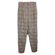 Express Pants Womens Sz 0 Gray Beige Glen Plaid Super High Rise Ankle Dress