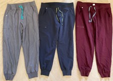 Figs scrub pants joggers lot womens large petite navy blue grey Graphite maroon