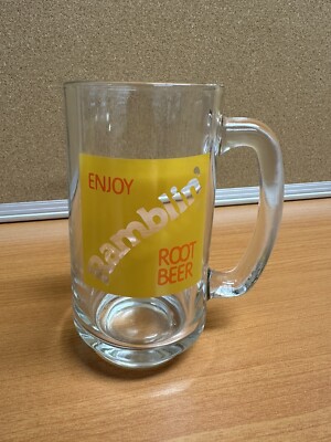 Ramblin' Root Beer 5 1/2 inch glass mug Soda Product of Coca-Cola cup vtg NOS