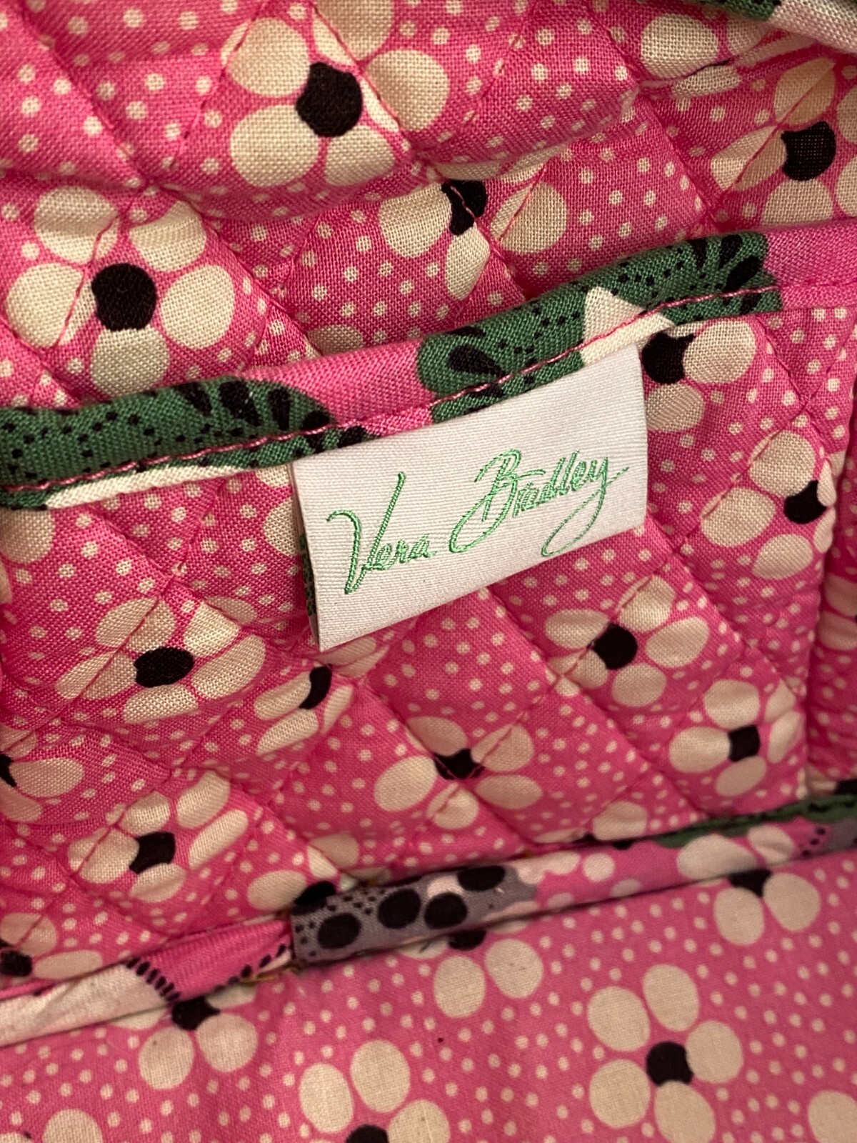 Vera Bradley Priscilla Pink Floral Quilted Handbag Purse Zipper Closure