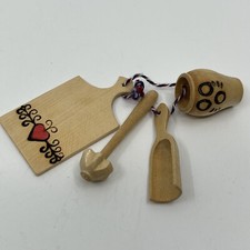 Lot of 4 Vintage Dollhouse Miniature Wooden Kitchen Utensils Set