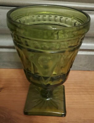 Vintage 70's Retro Green Pedestal Wine Glass | eBay