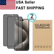 2PK Privacy Tempered Glass Protector For iPhone XR 11 12 13 14 15 16 Pro Max