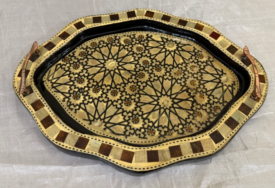 Set of 3 , Wooden Serving Tray, Serving Tray, Mother of Pearl Inlay, Home decor - Image 4 of 4