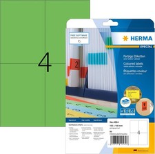 HERMA 4564 Kolorowe etykiety zielone zdejmowane, 20 arkuszy, 105 x 148 mm, 4 na bog A4