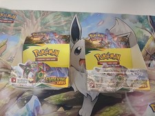 Pokemon Evolving Skies EMPTY Booster Box lot of 2. One Mint One Damaged.
