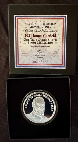 Silver Shield- 2021James Garfield V2 1oz Reverse Proof Never Forget W/COA