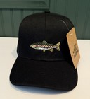Rainbow Trout Adjustable Cap Black Hat Embroidered Fishing by Wild Mill