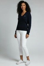 RALPH LAUREN SPORT NAVY BLUE CABLE KNIT V NECK SWEATER NWT L L,ARGE