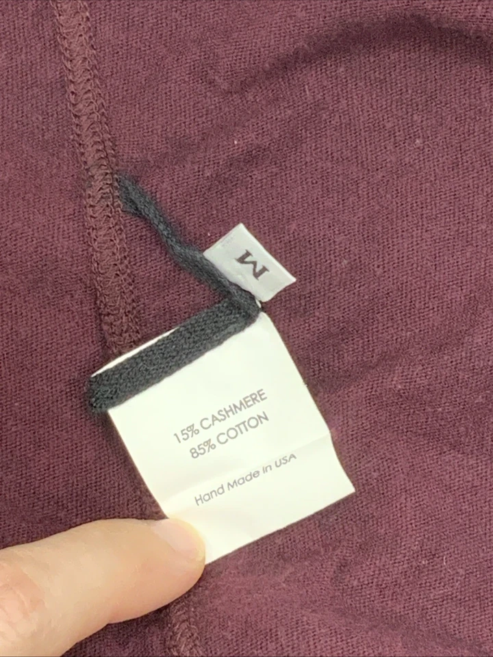 ENZA COSTA Cashmere Easy Cuffed Crew Long Sleeve Top Womens Medium Maroon Tee - Image 4 of 4