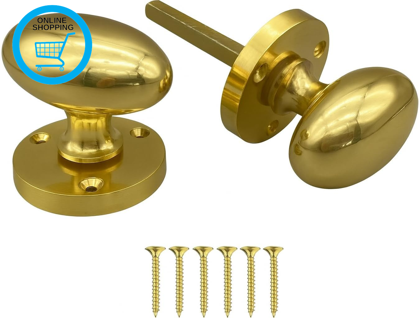 Solid Brass 65Mm Victorian Style Oval Pair Mortice Knob Set Traditional Antique