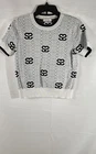 Sandro Women's Moniker Knit Short Sleeve Top White Black Monogram Size M