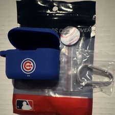 Game Time Chicago Cubs MLB Silicone Case Cover for Apple AirPods Blue with Clip