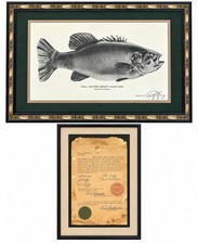 1898 Lake Mendota 8lb 10oz Smallmouth Bass 1899 Copyright Print Affidavit RARE