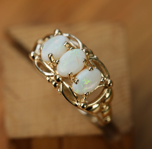 Three-Stone Delicate Opal Ring