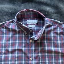 Mizzen Main Leeward Shirt XL Trim Fit Red Blue Gray Plaid Short Sleeve