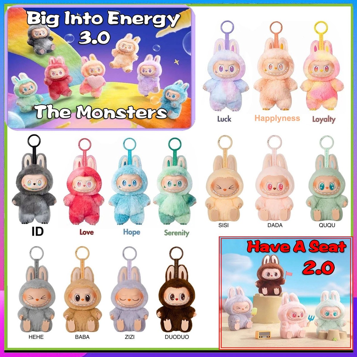 ラブブ THE MONSTERS BigintoEnergy LUCK LAFUFU 2.0 The Monsters Have a Seat / 3.0 The Monsters Big