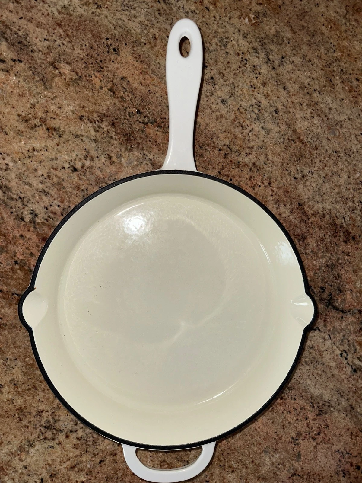Smith & Clarks Ironworks 12" Cast Iron Enameled Skillet Fry Pan, White