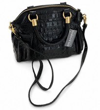 Brahmin Lisa Satchel   Black Melbourne Emboss...