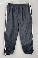 Vintage Pinnacle Men s Sz L Black W/White Track Jogger Warm-Up Windbreaker Pants