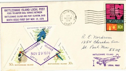 Dr Jim Stamps Rattlesnake Island Local Post 1974 3v Set 9th Issue FDC