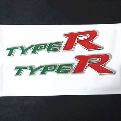 2x Silver Green Red TYPE-R Chrome Metal Emblem Sticker Badge Decal Hatch Vehicle