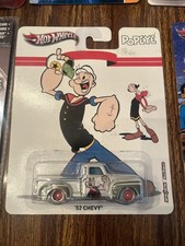Hot Wheels Popeye 52 Chevy Diecast Truck 2012 White Green Red Hot Wheels Popeye 52 Chevy Diecast Truck 2012 White Green Red