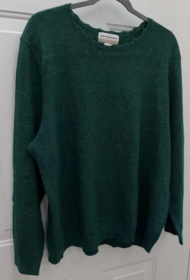 Suéter Pullover Vintage Para Mujer Alfred Dunner Verde Bosque Talla 2X Foto 2 de 4