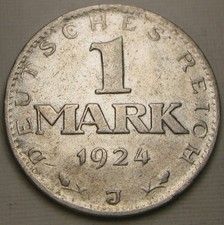 GERMANY (Weimar Republic) 1 Mark 1924 J - Silver 0.5 - VF+ - 285 *