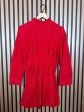 New Zara Dress Medium Womens Red Long Sleeve Shift Back Zip Knee