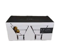 Set of 2 Heavy Base Crystal Martini Glasses By Viski